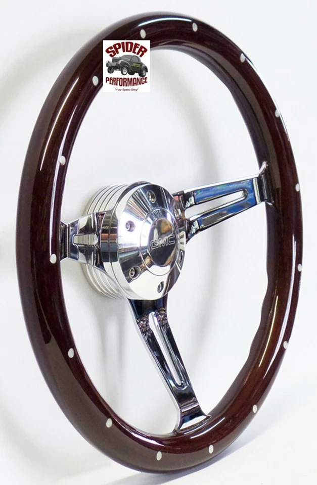 1970-73 Jimmy GMC Suburban van GMC pickup steering wheel 15" DARK MAHOGANY WOOD - Image 2 of 4
