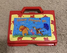 Vtg 90s Winnie the Pooh Sticker Treasure Kit Carry Case Box Disney Sandylion
