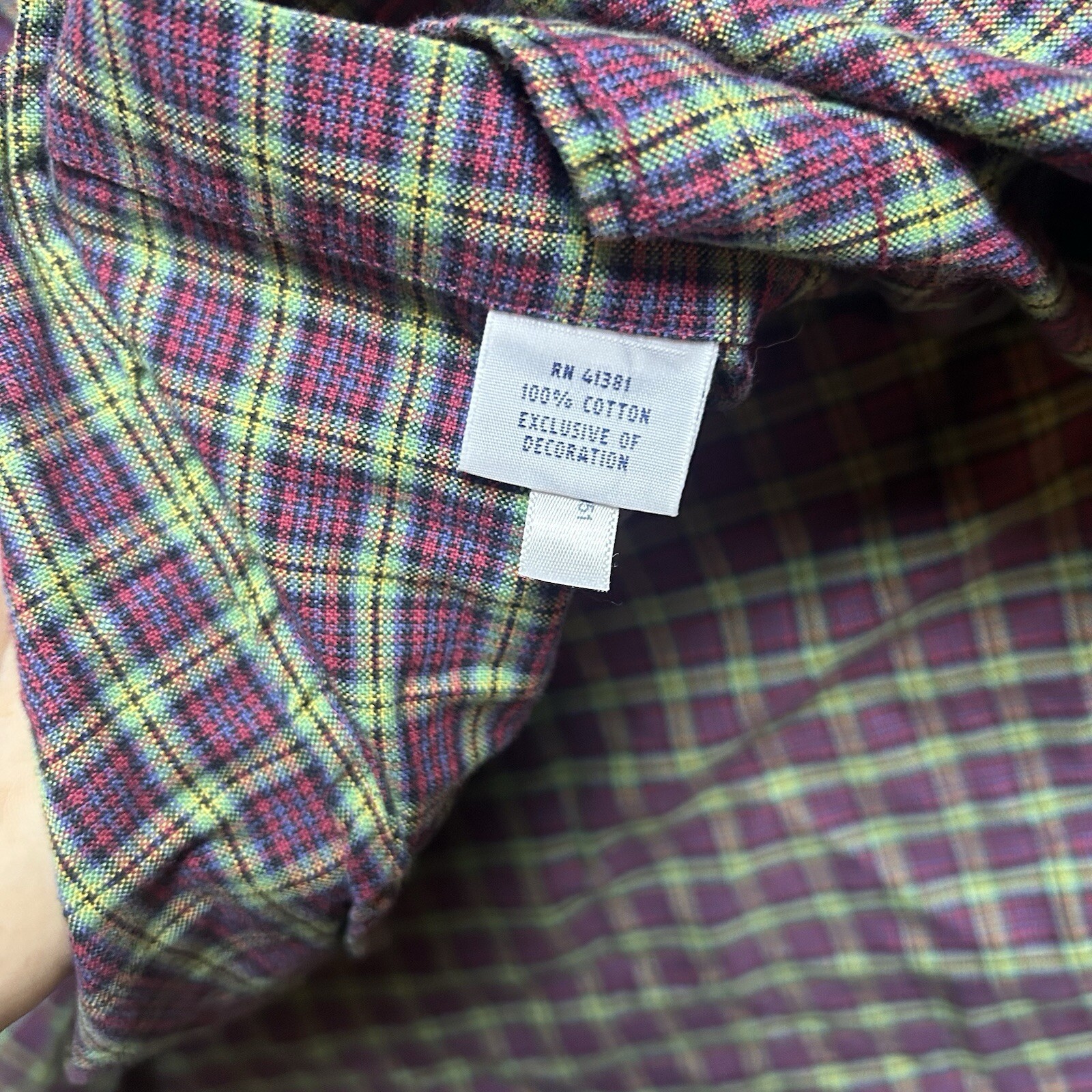 Ralph Lauren camicia abbottonata blu a quadri multicolore pony uomo XXL 2XL