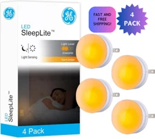 LED Dusk to Dawn Sensor Sleep Light Warm Amber Compact Hallway Bathroom Bedroom