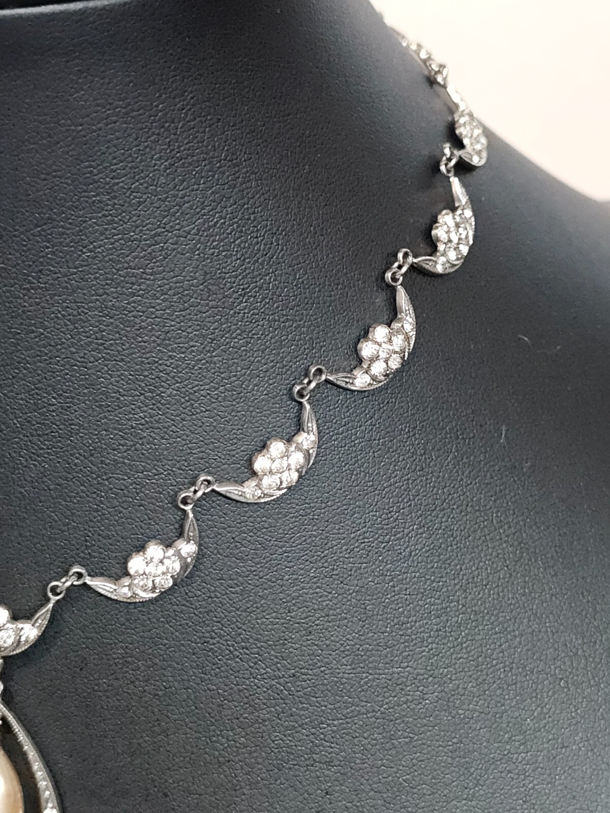 Exceptional Sterling Silver Deco Paste Pearl Drop… - image 5