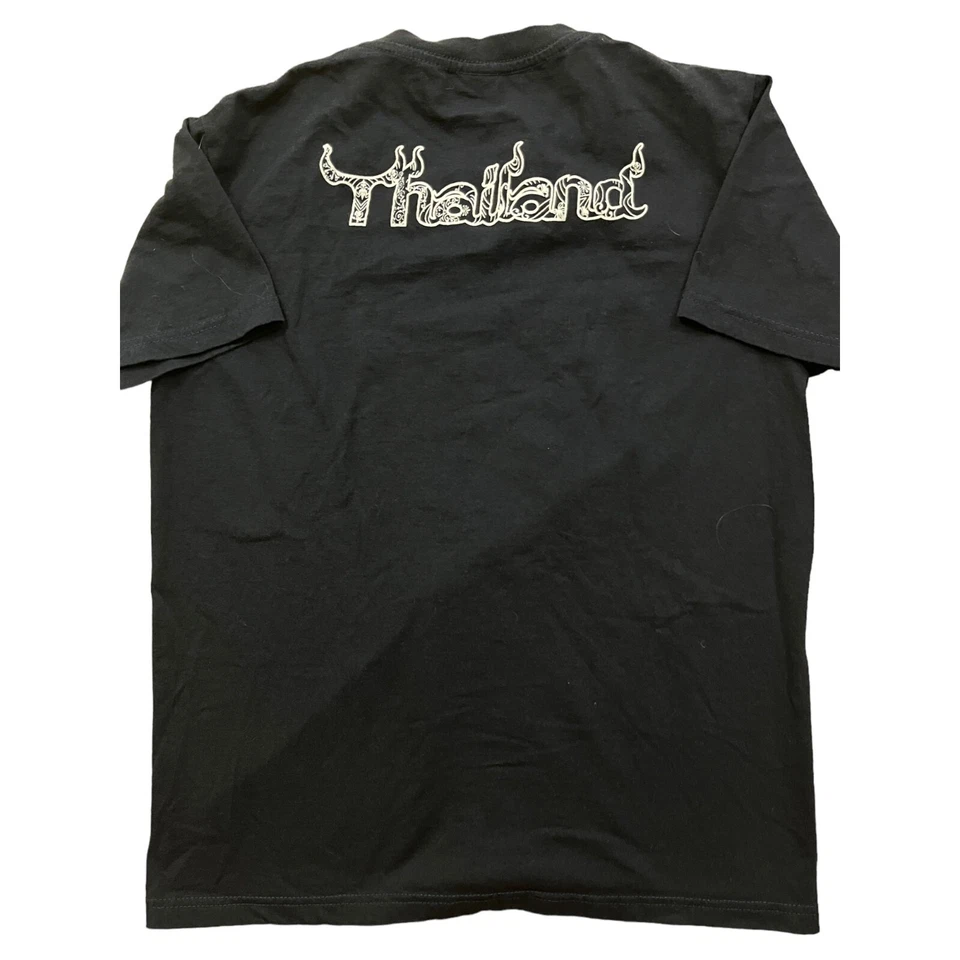 Thailand Shirt Mens Large Black Embroidered Elephant Boho Destination Bollywood - Image 3 of 4