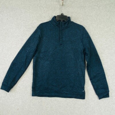 Tailor Vintage Sweater Mens Small Blue Black Marled 1/4 Zip Long Sleeve Pullover