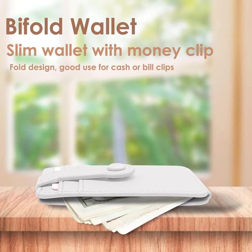 Slim Stick-On Phone Wallet with Elastic Magnetic Closure for iPhone 14.. (White) - Picture 4 of 9