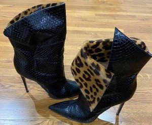 Aquazzura Snake Leather Ankle Boots Eu 40 Us 10 Calf Hair Top A Ebay