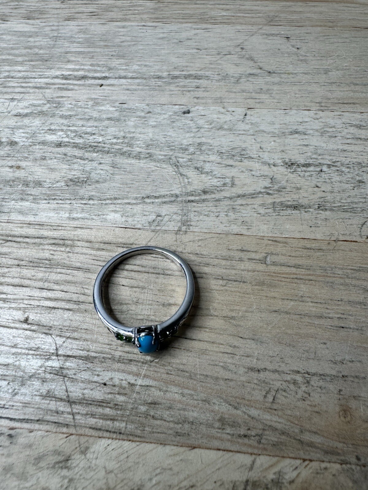 Silver  Turquoise Gemstone Statement Ring With Gr… - image 2