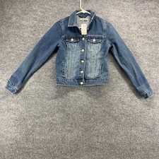 Charlotte Russe Refuge Jacket Womens Xs Blue Jean Denim Button Up Long Sleeve