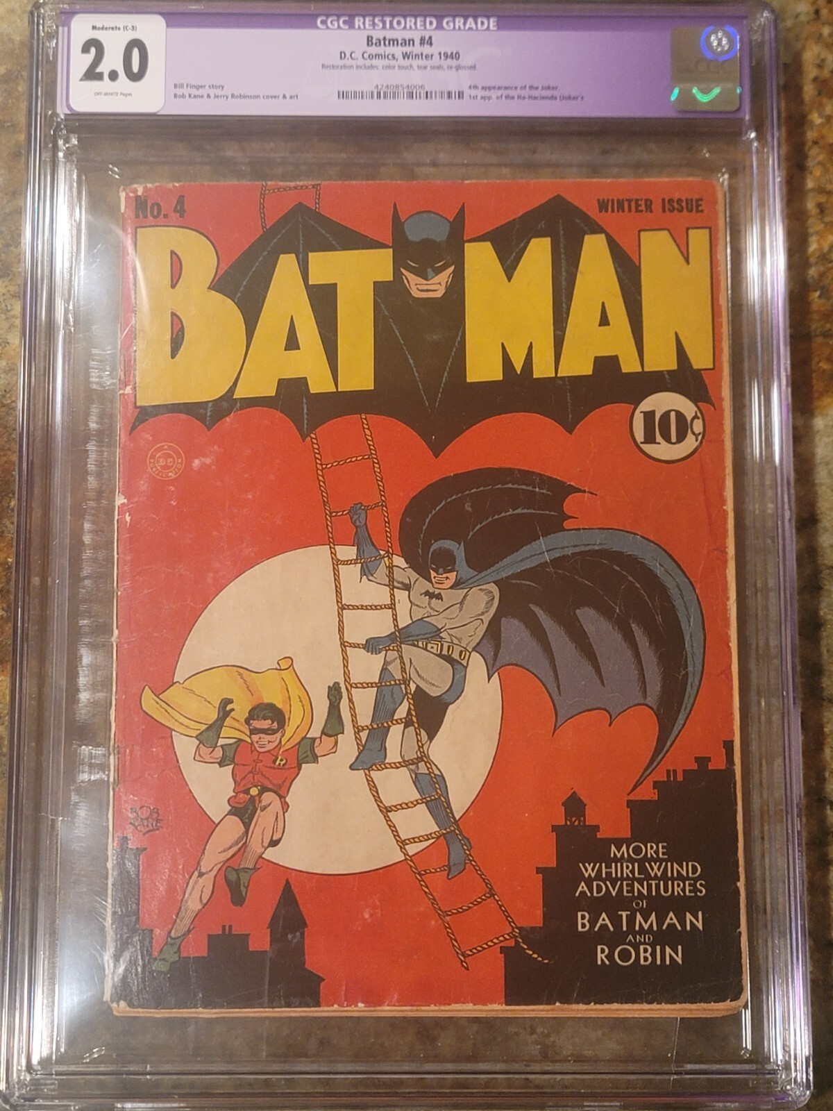 1941 D.C. Comics Batman 4 CGC 2.0. 4th Joker Appearance. 1st Gotham City.