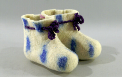 Pantoufles Enfant En Feutre De Laine Et Cuir - Fait Main En Mongolie - Taille UK 7.5 Infant