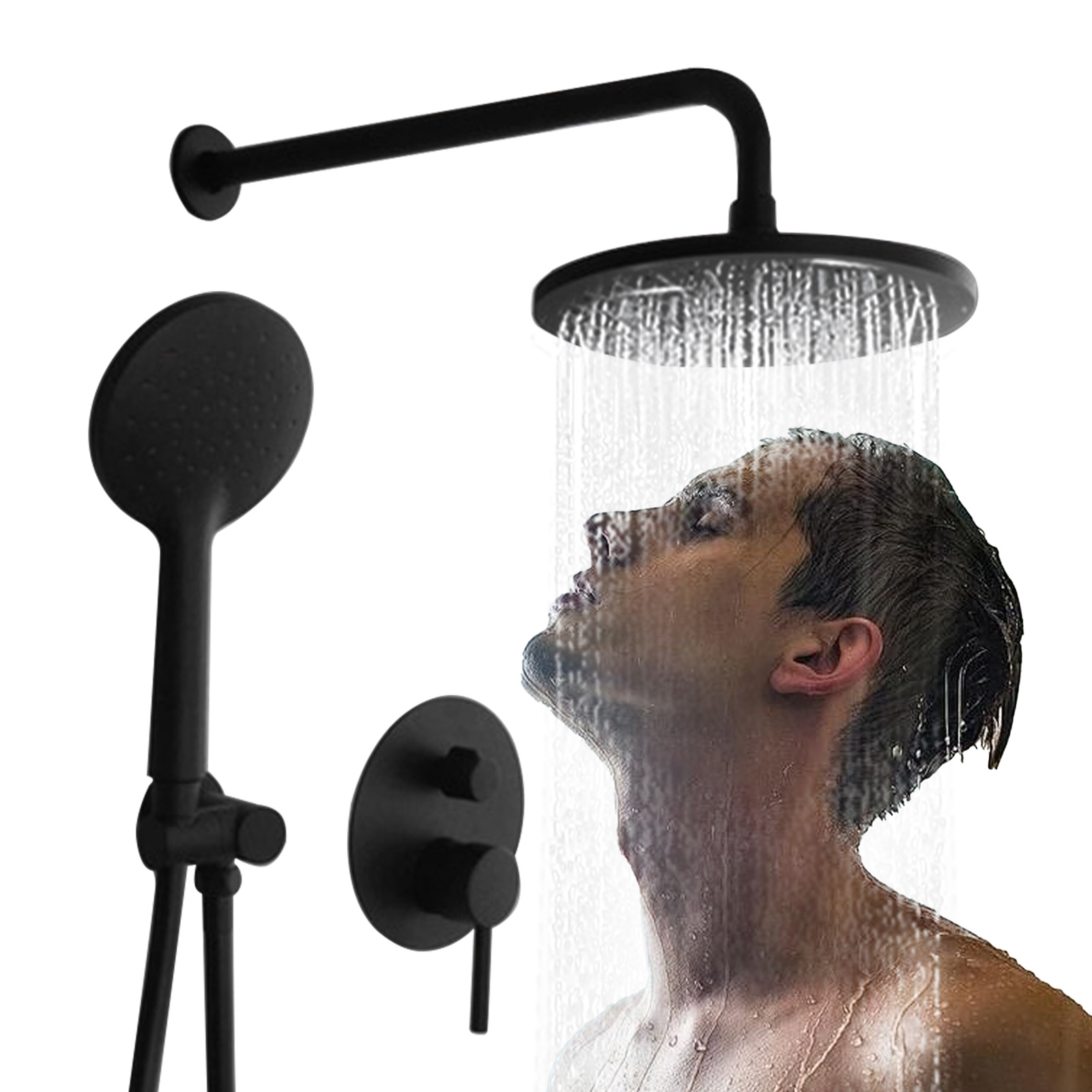 Shower Faucets Set High Pressure Angel Adjust Rainfall Shower Head W/Mixer Valve