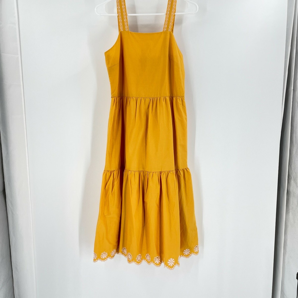 J. Crew Dress Yellow Maxi Sleeveless Embroidered Cottage Tier Back Zip Size  0 | eBay