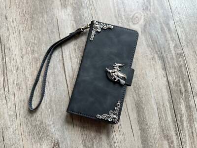 Witch Zipper handmade leather wallet phone case for iPhone / Galaxy MN2827