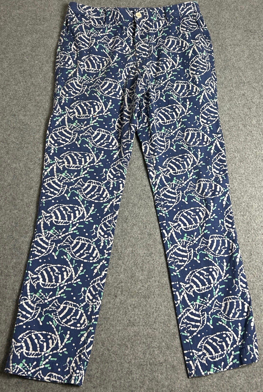 Vineyard Vines Mens Size 30X 30 Breaker Pants Fish Batik Slim Blue