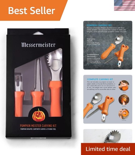 Premium Pumpkin Carving Kit - Includes Scraper, Sawtooth & Etching Tools