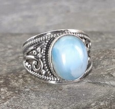 925 Silver BLUE LARIMAR Ring Sz M,P-6,7.5 R651~Silverwave*uk Jewellery