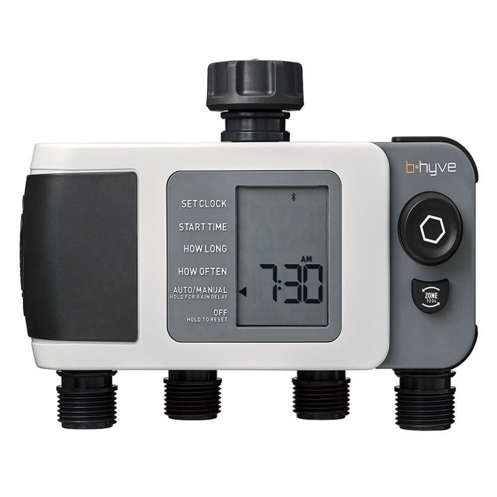 Orbit Timer B-Hyve Bluetooth Wi-Fi Access 4-Outlet Hose Faucet Digital Display