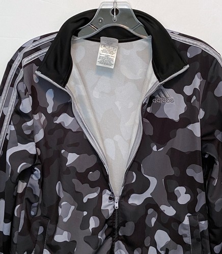 Adidas Black Gray Camouflage 3-Stripe Full Zip Up Track Jacket Youth Large 14-16 - Picture 6 of 13