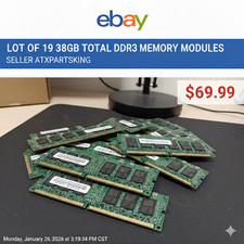   Lot of 19 Mixed Brand  Speed 38GB Laptop SO-DIMM Memory RAM - All Tested   