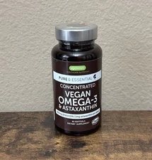 Vegan Omega-3 Algae Oil & Astaxanthin, 1344mg, 60 Softgels, 06/27!