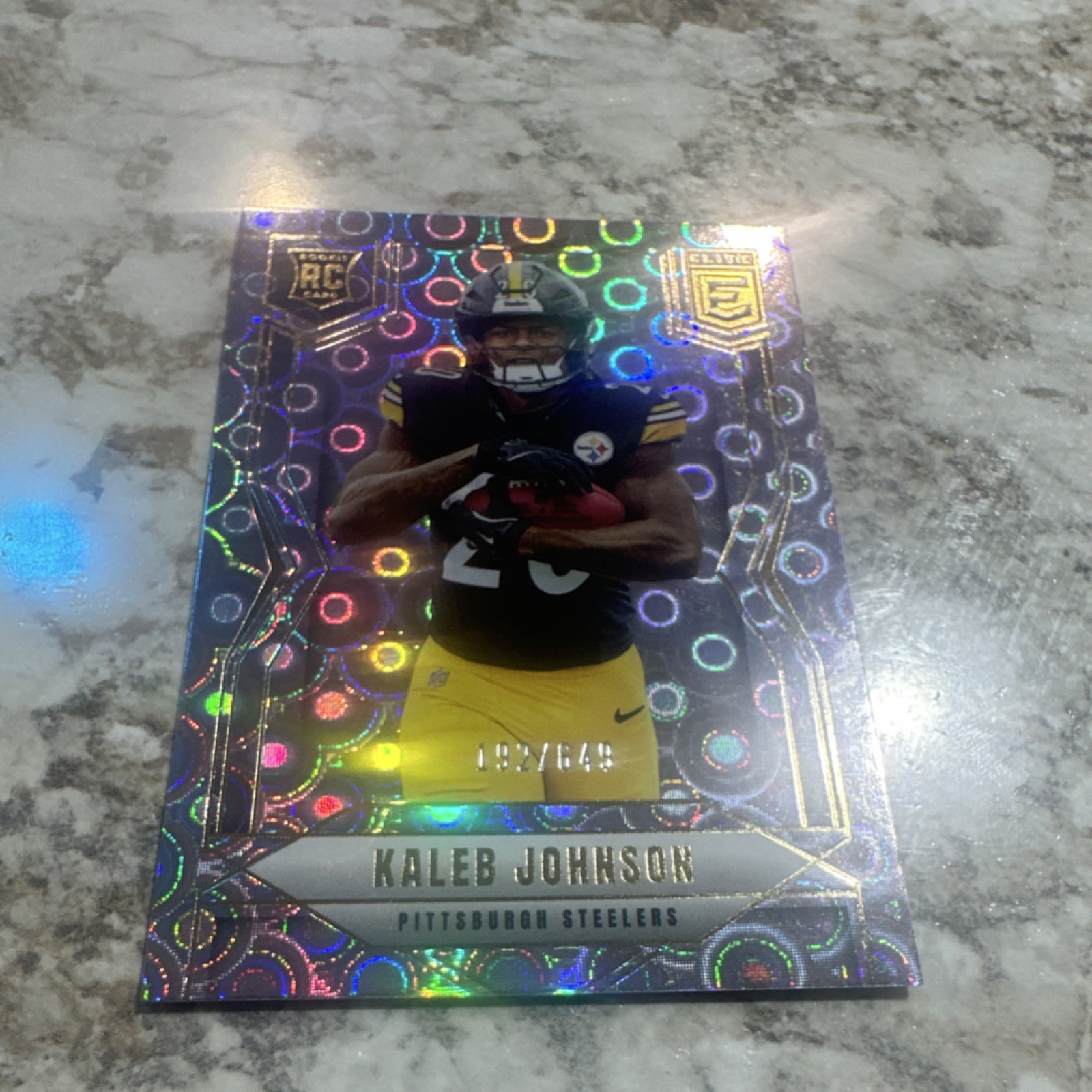 2025 Panini Donruss Elite Kaleb Johnson #127 Lavender Pyramids /649 RC