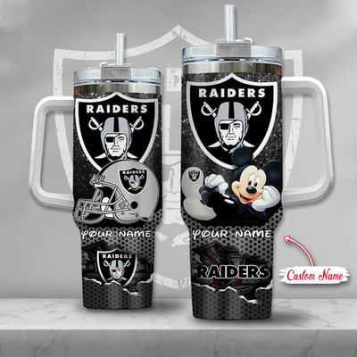 Vegas Silver & Black Pirate Football Custom Tumbler 40oz 30oz 20oz With Handle