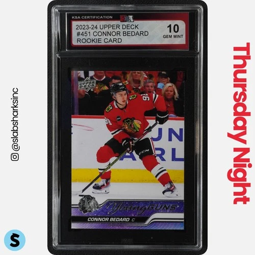 2023 UPPER DECK SERIES 2 #451 CONNOR BEDARD YOUNG GUNS RC ROOKIE KSA 10