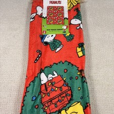 PEANUTS Snoopy Woodstock Throw Blanket 50"x70  Christmas Wreath Charlie Brown