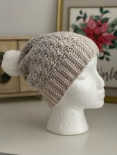 Crochet Boho Style Handmade Beanie/Winter Hat W/pompom One Size 100 Handmade