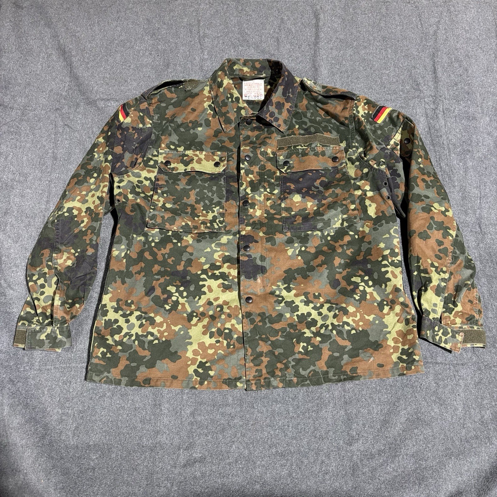 Vintage 1997 German Army Flecktarn Camo Field Shirt Jacket Bundeswehr GR 4 Med