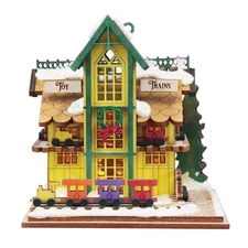 Old World Christmas Toy Train Shop Wood Ornament for Holiday Tree