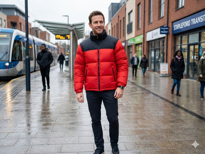 The North Face Herren 1996 Retro Nuptse Jacke Gänsedaunen 700 Füllung M rot schwarz