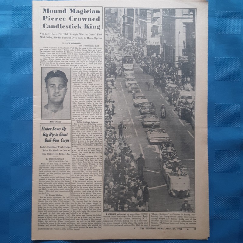 San Francisco Giants 1962 N. L. Champions Parade San Francisco California 1963