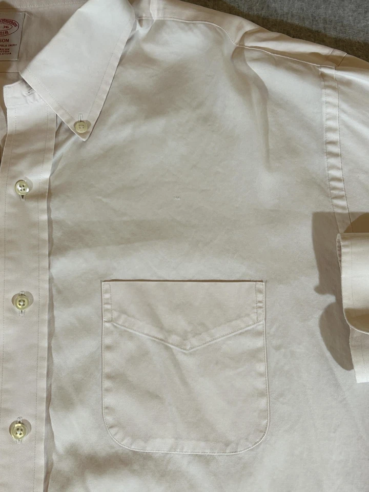 Brooks Brothers Shirt Men XL Beige Madison Long Sleeve Button Formal Office 17.5 - Image 2 of 4