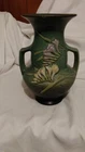 Roseville Green Purple Yellow Matte Ceramic Art Pottery Floral Vase with Handles