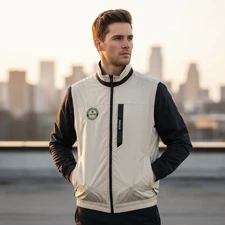 Descente Jacket Mens Size L-XL Beige Blue Club Corp Championship Series Vented