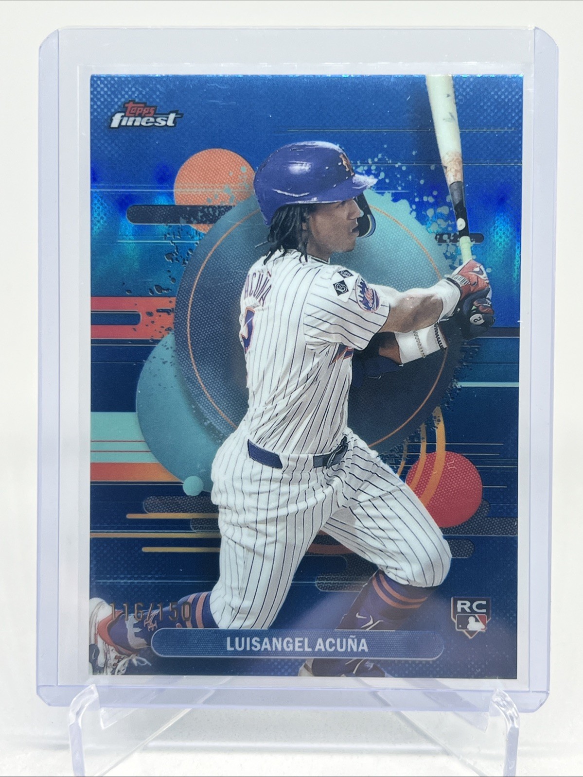 2025 Topps Finest - Uncommon Luisangel Acuna #108 Blue Refractor /150 (RC)