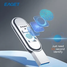 USB Flash Drive, EAGET 64GB Fingerprint-encrypted  High-Speed USB 3.2 