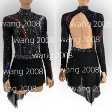 Ice Figure Skating Dress Rhythmic Gymnastics Twirling Competition black