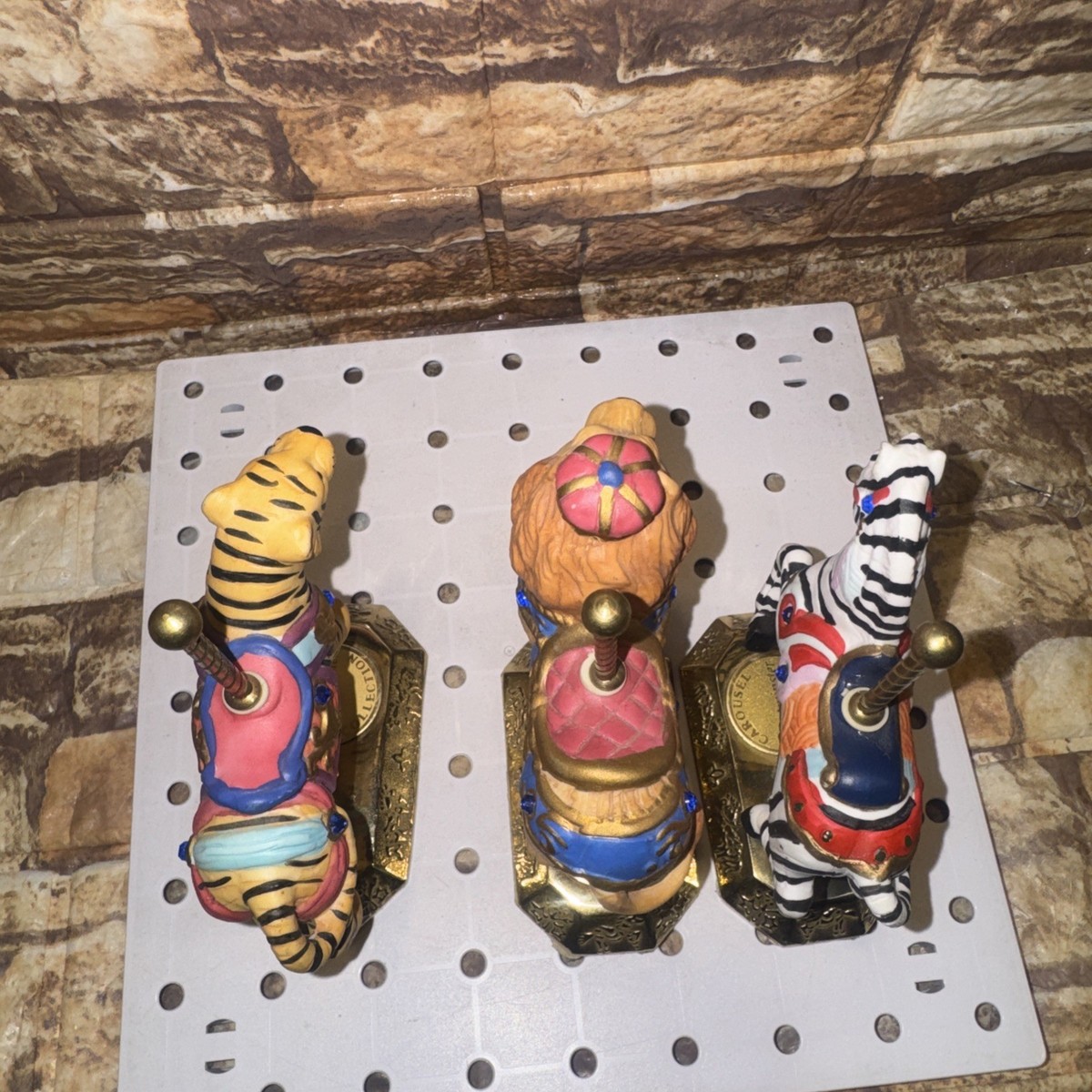 WESTMINSTER CAROUSEL COLLECTION BLUE JEWEL SET OF 3 ZEBRA LION