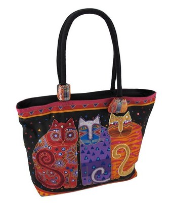 Laurel Burch Shoulder Zipper , 19 by 5 by 15-Inch, Feline Friends