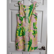 Lilly Pulitzer Bright Floral Shift Dress in Pink, Green & Yellow size 2
