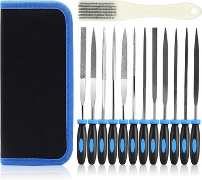 All-in-One 13-Pc File Set: Diamond & Steel Files for Wood, Plastic, Leather, DIY