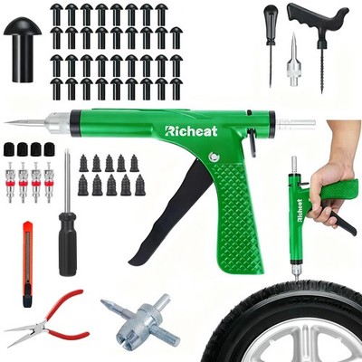 Richcat Tubeless Tire Puncture Repair Kit with Mushroom Plug, 35Plugs 