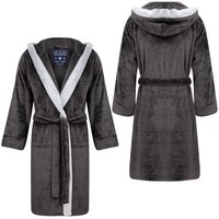Tokyo Laundry Men's Dressing Gown Hooded Soft Luxury Bath Robe Tie Waist Fleece