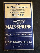 Marco Mainspring #312 for 16s Hampden No. 3696 - Steel