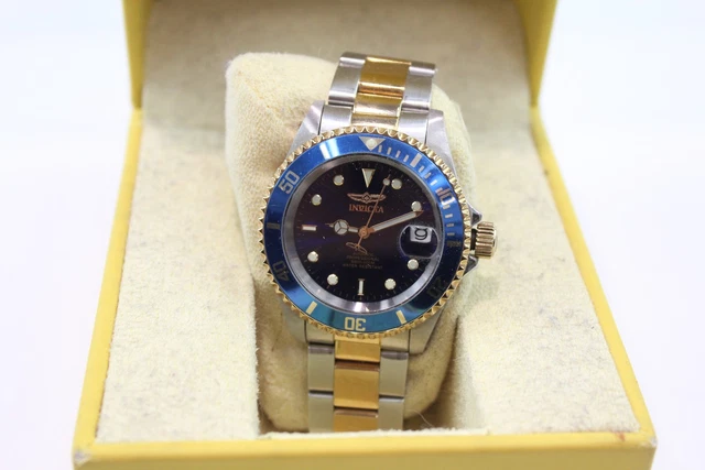 23 Invicta Blue Dail Two tone Diver Style Watch Automatic Boxed WORKING