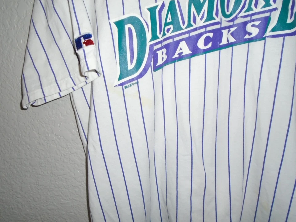 Vintage 1997 Russell Arizona Diamond Backs pin striped XL jersey - Image 2 of 4
