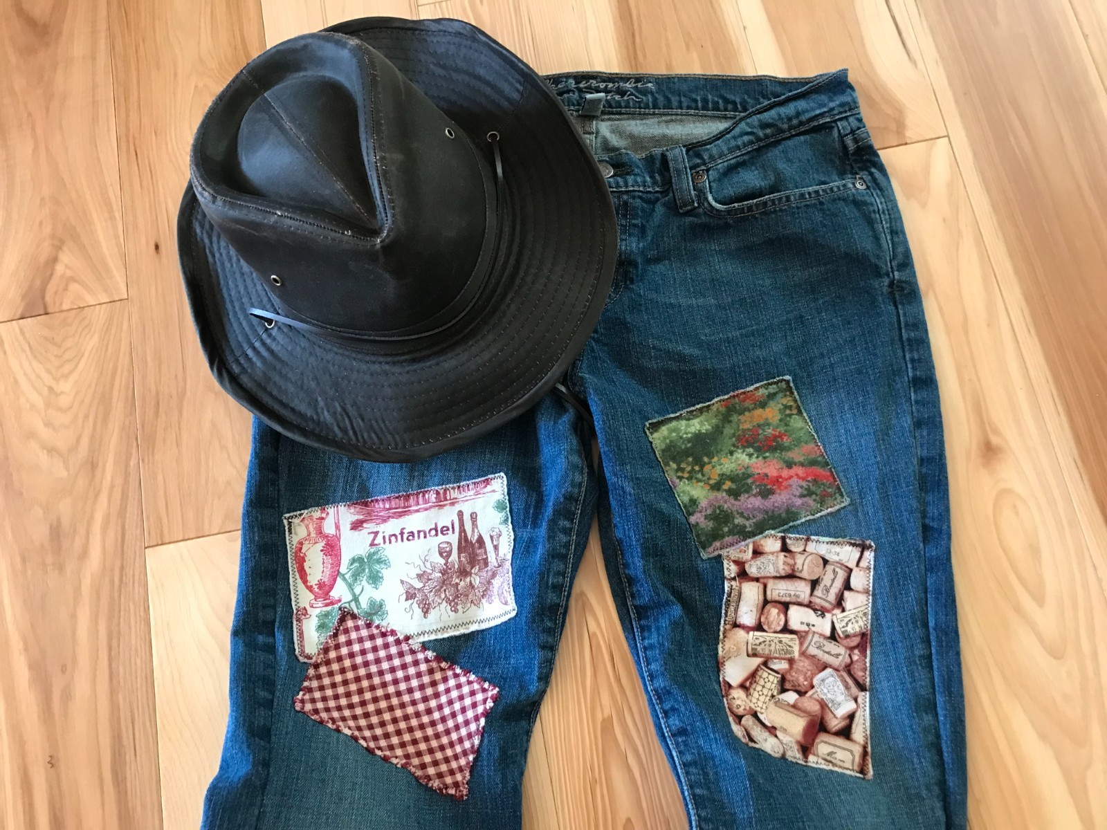 Upcycled Patchwork Jeans, Size 6 Short: Handmade … - image 14