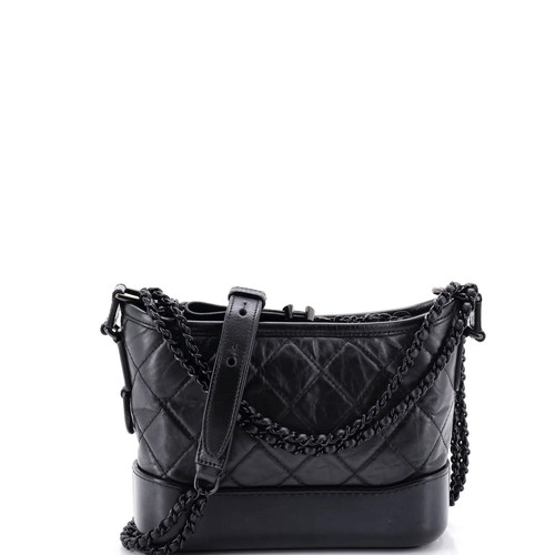 Chanel So Black Gabrielle Hobo Quilted Aged Calfskin Small