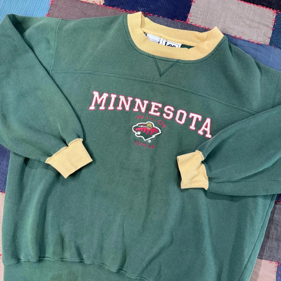 Suéter Deportivo De Colección Años 90 Minnesota Wild NHL Lee Algodón Verde Talla M Foto 2 de 4
